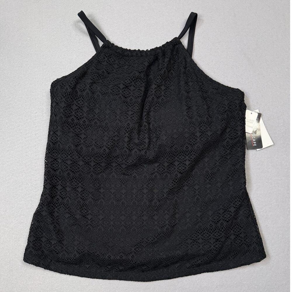 Island Escape Women's Crochet Underwire Tankini Swim Top, Black 16 $40